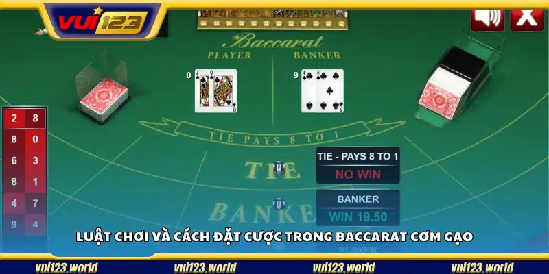 Hướng dẫn luật chơi baccarat cơm gạo và các bước đặt cược