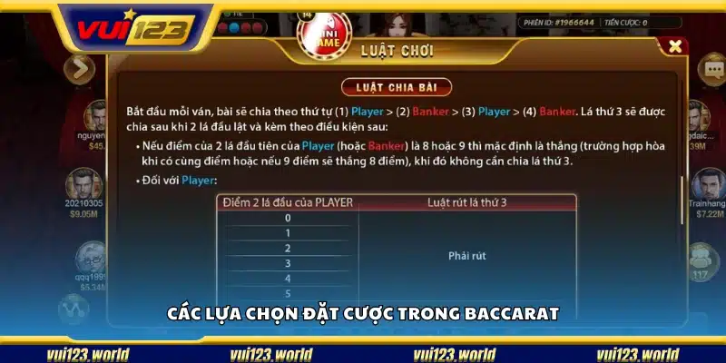 Những cửa cược phổ biến trong Baccarat mà người chơi cần biết